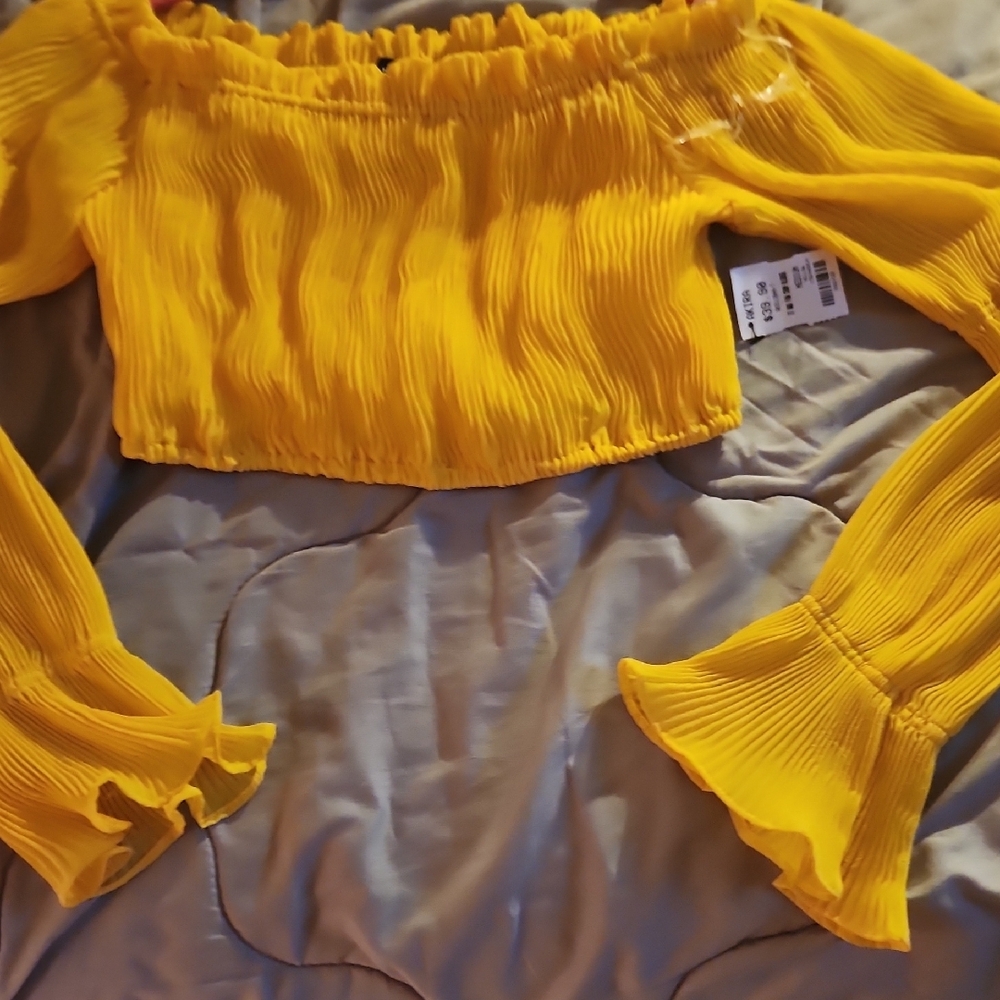 AKIRA Vibrant Yellow Off-Shoulder Blouse